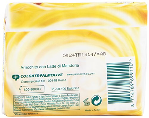 Palmolive – Jabón de Toilette, Carezza delicado con leche de almendra – 360 g 4 piezas