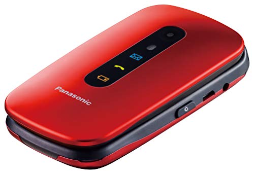 Panasonic TU456 - Teléfono Móvil para Mayores (Pantalla Color TFT 2.4", botón SOS, compatibilidad audífonos, Resistente a Golpes, Bluetooth, cámara) Color Rojo
