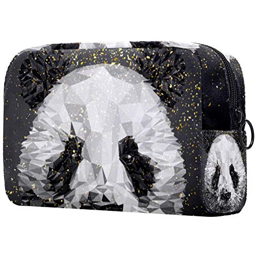 Panda Low Poly Oxford tela maquillaje bolsa monedero monedero organizador multifuncional hecho a mano bolsa de tela para mujeres