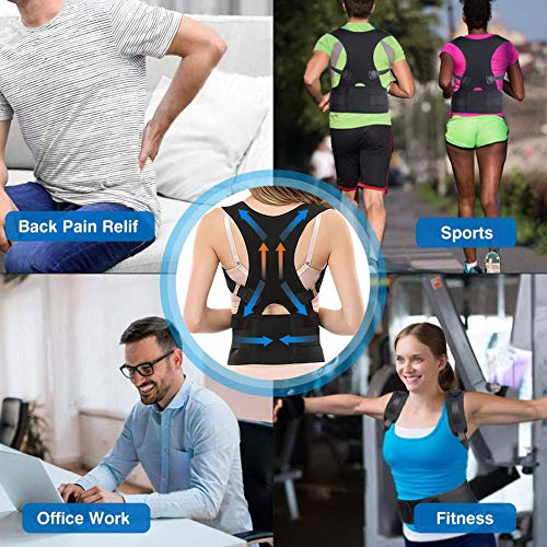 Panegy - Faja Correctora Postural Escoliosis Cifosis Torácia Corrector de Hombre Espalda Posutra Unisex para Hombre Mujer - Azul - XL