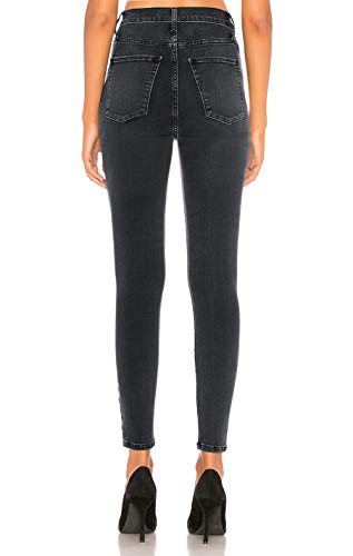 Pantalón Tregging Vaquero Tiro Alto Skinny fit Corte 5 Bolsillos Efecto Vientre Plano y Push up, Negro, M