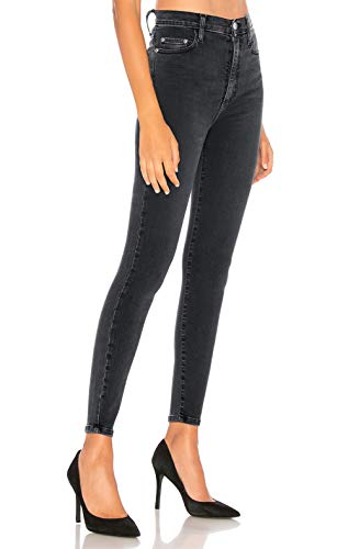 Pantalón Tregging Vaquero Tiro Alto Skinny fit Corte 5 Bolsillos Efecto Vientre Plano y Push up, Negro, M