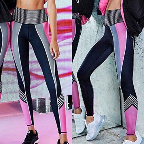 Pantalones de Yoga Pilates Fitness para Mujer, De las mujeres de talle alto flaco Legging del entrenamiento de Control de Abdomen atractivo Scrunch pantalones elevación del extremo de yoga Operando gi