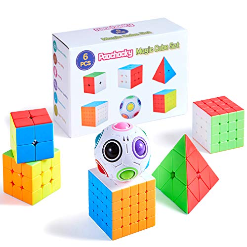 Paochocky Cubo Mágico Puzzle Pack, Cubo de la Velocidad Paquete- 2x2 3x3 4x4 5x5 Cubo de la Pirámide Magic Rainball Ball, con Caja de Regalo