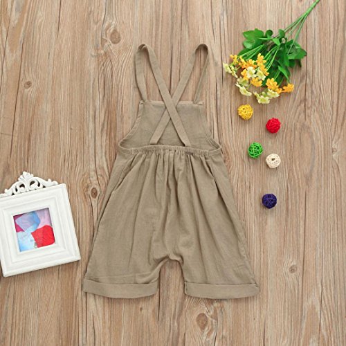PAOLIAN Monos Ropa para Unisex bebé niñas Tirantes de Pantalones Corta Verano 2018 Sólido Peleles para bebés niños niñas de 12 Meses 18 Meses 24 Meses 3 años (100, Caqui)