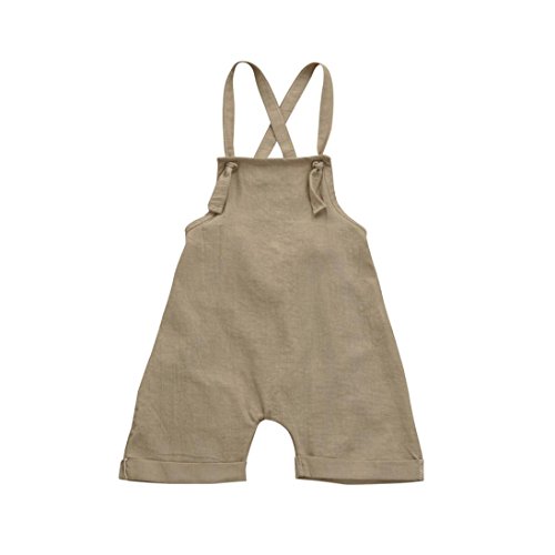 PAOLIAN Monos Ropa para Unisex bebé niñas Tirantes de Pantalones Corta Verano 2018 Sólido Peleles para bebés niños niñas de 12 Meses 18 Meses 24 Meses 3 años (100, Caqui)