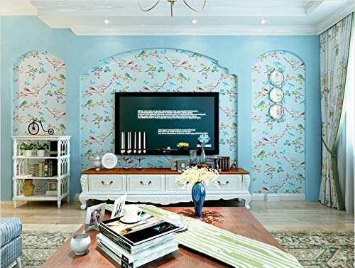 Papel Pintado Amarillo Azul Blanco Crema Rústico Ramita Pájaro Papel Pintado Naturaleza China Fondo Papel Pintado Decoración Del Hogar Dormitorio Idea Z04003 Crema Blanco Mural Etiqueta de la Pared