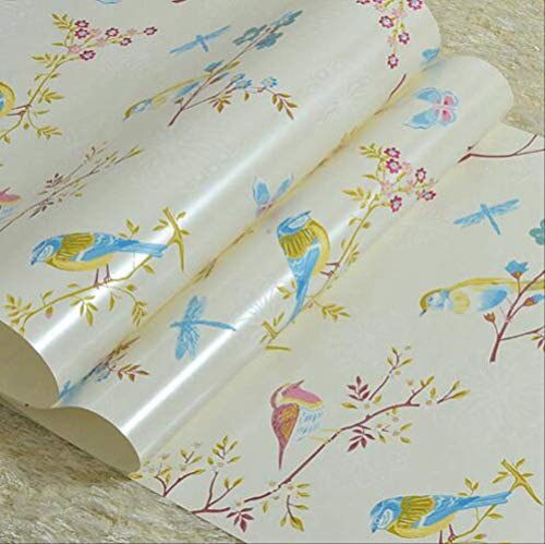 Papel Pintado Amarillo Azul Blanco Crema Rústico Ramita Pájaro Papel Pintado Naturaleza China Fondo Papel Pintado Decoración Del Hogar Dormitorio Idea Z04003 Crema Blanco Mural Etiqueta de la Pared