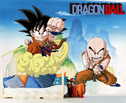 Papel Pintado de Pared Dragon Ball Classic Goku y Krilin Producto Oficial | 150x100 cm | Papel Pintado para Paredes | Producto Original |Decoración Hogar | DBC