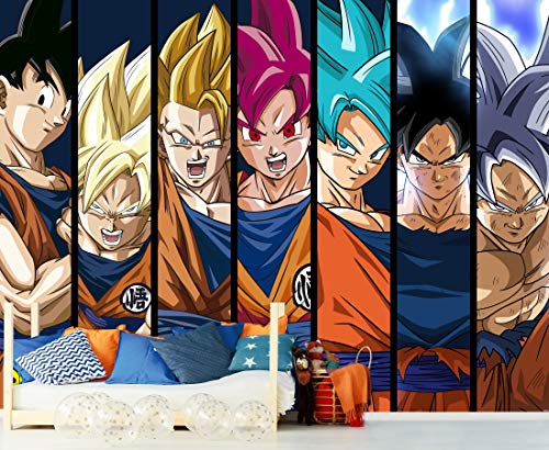 Papel Pintado de Pared Dragon Ball Super Formas Goku Producto Oficial | 150x100 cm | Papel Pintado para Paredes | Producto Original |Decoración Hogar | DBS