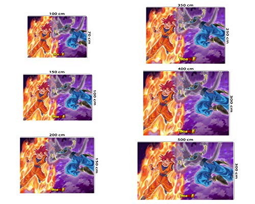 Papel Pintado de Pared Dragon Ball Super Goku vs Beerus Producto Oficial | 100x70 cm | Papel Pintado para Paredes | Producto Original |Decoración Hogar | DBS