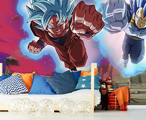 Papel Pintado de Pared Dragon Ball Super Goku y Vegeta Producto Oficial | 100x70 cm | Papel Pintado para Paredes | Producto Original |Decoración Hogar | DBS