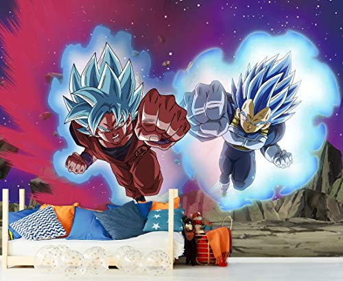 Papel Pintado de Pared Dragon Ball Super Goku y Vegeta Producto Oficial | 100x70 cm | Papel Pintado para Paredes | Producto Original |Decoración Hogar | DBS