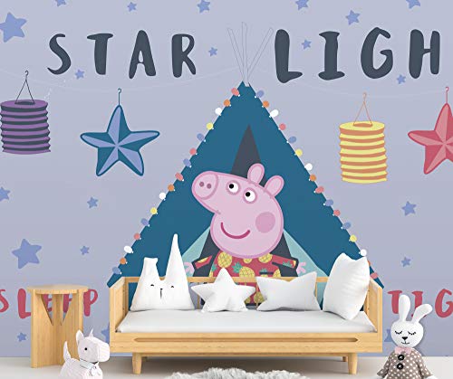 Papel Pintado de Pared Peppa Pig Estrellas Producto Oficial | 100x70 cm | Papel Pintado para Paredes | Producto Original |Decoración Hogar |