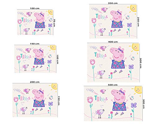 Papel Pintado de Pared Peppa Pig Flores Producto Oficial | 100x70 cm | Papel Pintado para Paredes | Producto Original |Decoración Hogar |