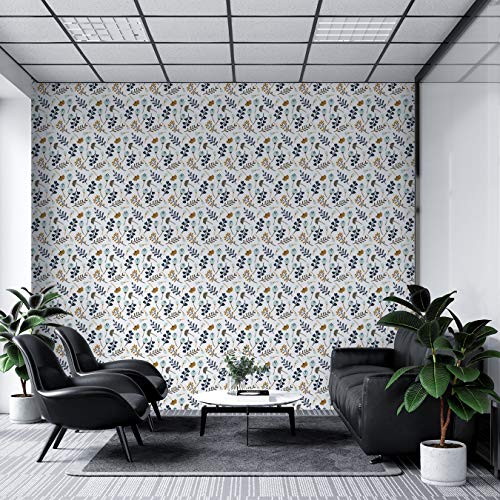 Papel Pintado de Vinilo Autoadhesivo 45 * 500cm para Pared del Hogar, Cocina, Oficina y Tienda - Flores Elegantes - Material Vinilo Impermeable, Duradero y Removible, V-PA-0403