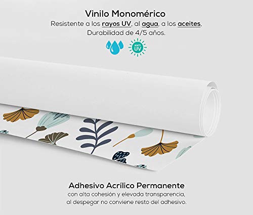 Papel Pintado de Vinilo Autoadhesivo 45 * 500cm para Pared del Hogar, Cocina, Oficina y Tienda - Flores Elegantes - Material Vinilo Impermeable, Duradero y Removible, V-PA-0403