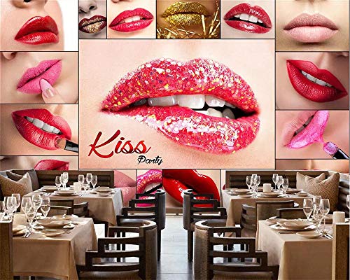 Papel Pintado Mural Personalizar Fondo De Pantalla 4D,Sexy Lip Gloss Labios，Carácter Abstracto, Arte Hd Serie Imprimir Carteles Murales， Gran Mural De Seda，Para Ropa Belleza Peluquería Decoració