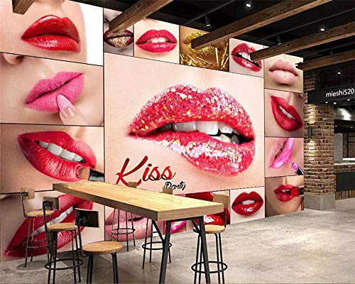 Papel Pintado Mural Personalizar Fondo De Pantalla 4D,Sexy Lip Gloss Labios，Carácter Abstracto, Arte Hd Serie Imprimir Carteles Murales， Gran Mural De Seda，Para Ropa Belleza Peluquería Decoració