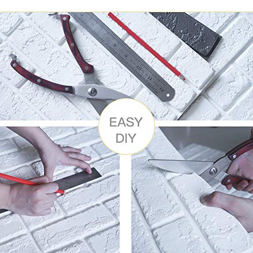 Papel tapiz de ladrillo 3D, repique extraíble y pegatina de pared de espuma PE para sala de estar sq ft 3.875/pcs (nuevo estilo 5 Piezas Blancas)