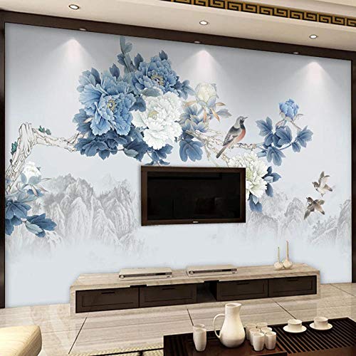 Papel Tapiz Fotográfico Personalizado Estilo Chino Flores De Peonía Y Pájaros Murales Sala De Estar TV Sofá Estudio Fondo Decoración De Pared Papel Tapiz