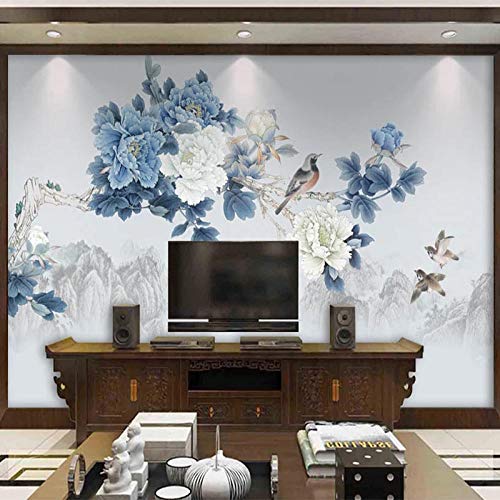 Papel Tapiz Fotográfico Personalizado Estilo Chino Flores De Peonía Y Pájaros Murales Sala De Estar TV Sofá Estudio Fondo Decoración De Pared Papel Tapiz