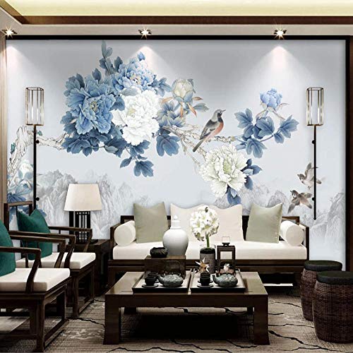 Papel Tapiz Fotográfico Personalizado Estilo Chino Flores De Peonía Y Pájaros Murales Sala De Estar TV Sofá Estudio Fondo Decoración De Pared Papel Tapiz
