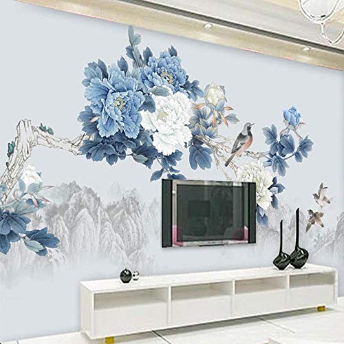 Papel Tapiz Fotográfico Personalizado Estilo Chino Flores De Peonía Y Pájaros Murales Sala De Estar TV Sofá Estudio Fondo Decoración De Pared Papel Tapiz