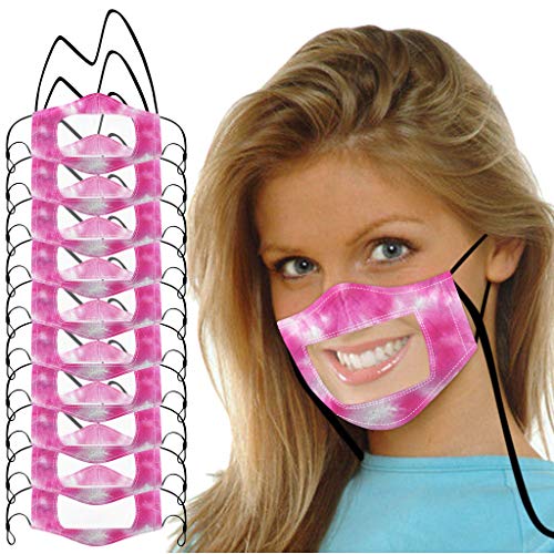 Paquete De 10 Piezas Para Adultos, Los Labios En El Cuello Son Visibles, El Lenguaje Es ImpresióN Transparente Ma`scara Tejido Lavable Reutilizable