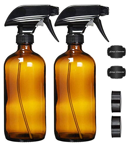 Paquete de 2 onzas botella de aerosol de vidrio recargable con etiquetas disparadores de rociador de plástico con modos de niebla y corriente contenedor de aerosol para perfume de aceites esenciales