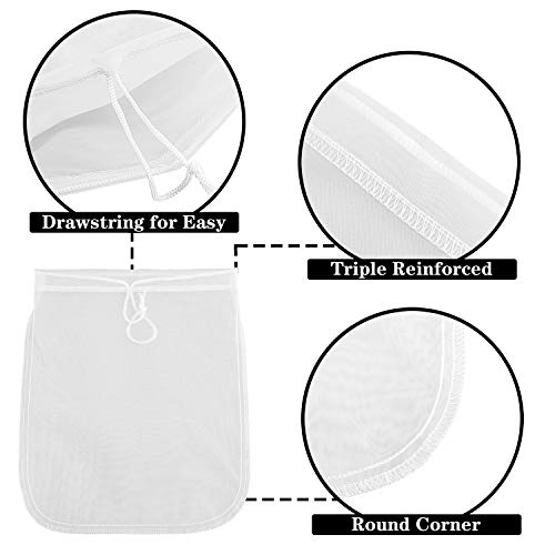 Paquete de 4 bolsas de leche reutilizables Elcoho de nailon lavable para preparar café frío, té, cerveza, zumo de cerveza, malla de nailon fino, 4 tamaños