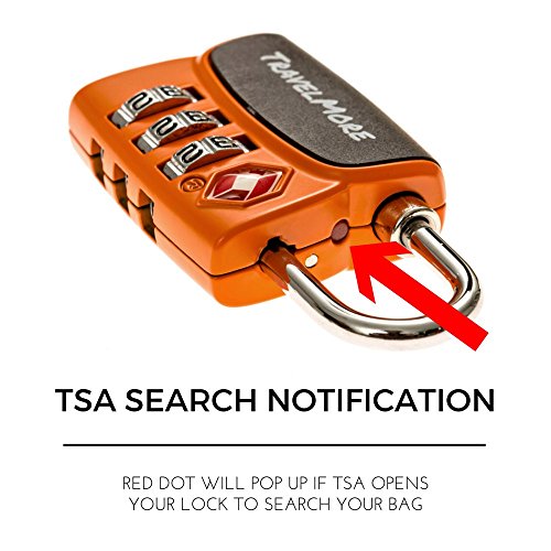 Paquete de 6 Candados para Equipaje con Combinación de 3 Dígitos Aprobado por la TSA e Indicador de Alerta de Apertura para Maletas y Equipaje de Viaje (Naranja)