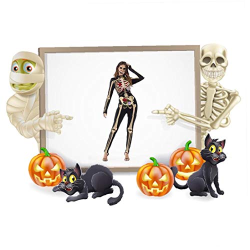 para Mujer De Halloween Cosplay De Impresión En 3D del Esqueleto del Cráneo Body Stretch Flaco Enteros En General Mono
