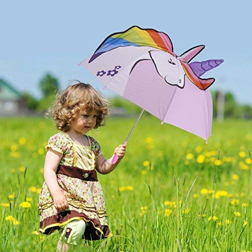 Paraguas con diseño de unicornio colorido para niños con seguridad abierta y cerrada fuerte, liviano para la escuela y viajes, genial idea para regalo de Micaddy | 3-7 años