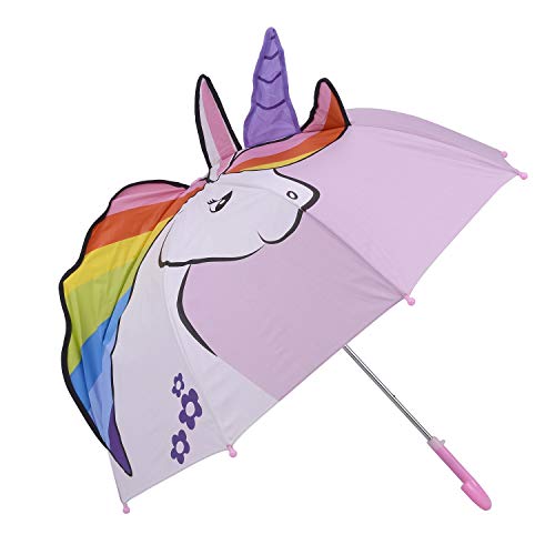 Paraguas con diseño de unicornio colorido para niños con seguridad abierta y cerrada fuerte, liviano para la escuela y viajes, genial idea para regalo de Micaddy | 3-7 años