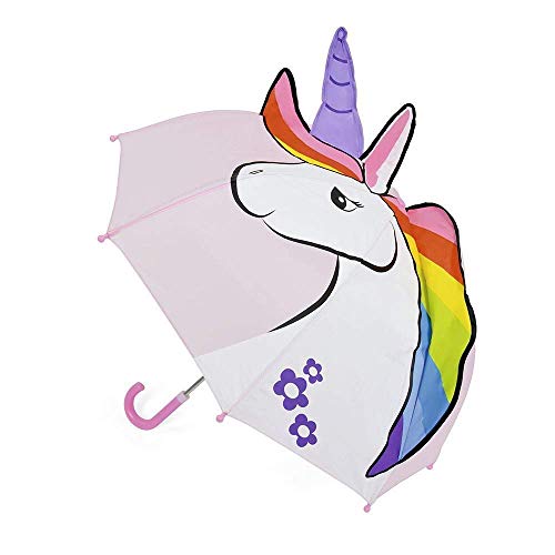 Paraguas con diseño de unicornio colorido para niños con seguridad abierta y cerrada fuerte, liviano para la escuela y viajes, genial idea para regalo de Micaddy | 3-7 años