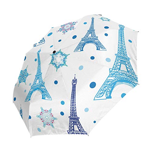 Paraguas de la torre Eiffel de París para mujer y hombre, cierre automático, tamaño pequeño, plegable, 3 unidades