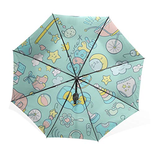 Paraguas para Mujer Lindo Elegante Cochecito de bebé Señora Portátil Compacto Paraguas Plegable Protección contra Rayos UV A Prueba de Viento Viaje al Aire Libre Mujeres para Mujer Golf para