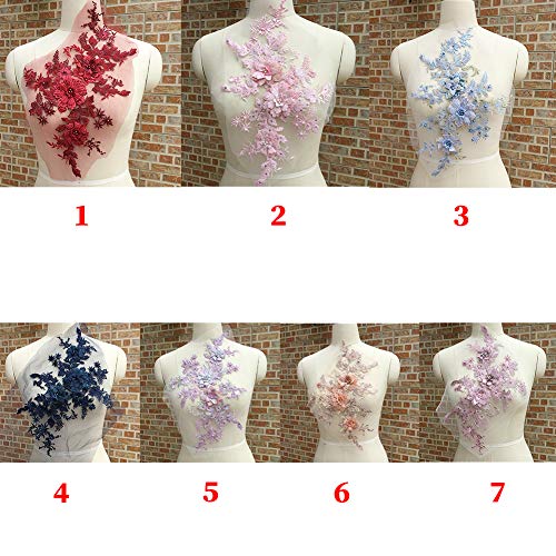 Parche floral bordado de encaje para costura y accesorios de manualidades Tamaño libre rojo vino