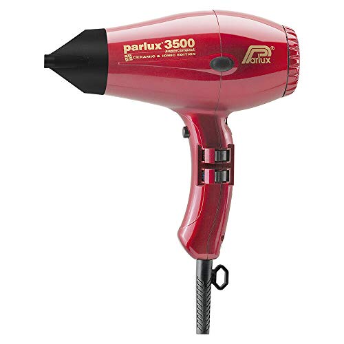 Parlux 3500 Super Compact Secador de pelo de cerámica con iones, 2000 W, Rojo