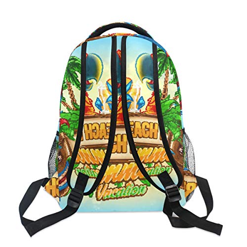 Parrot Beach Bar verano vacaciones escuela mochila gran capacidad lona mochila mochila mochila mochila casual viaje mochila para niños adultos adolescentes mujeres hombres