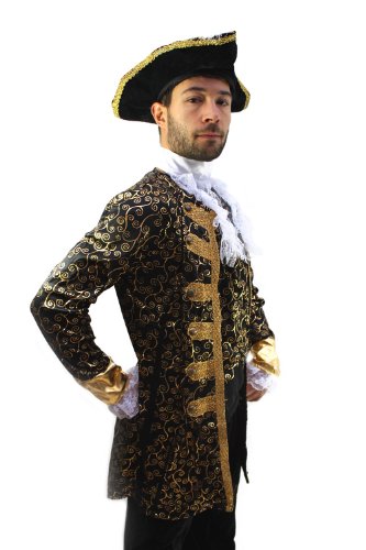 Party/Fancy Dress/Halloween Men Costume Baroque Pirate Aristocrat Lord Privateer Buccaneer Nobleman Size M/48 (EU)/38 (UK)/38 (US) (peluca)