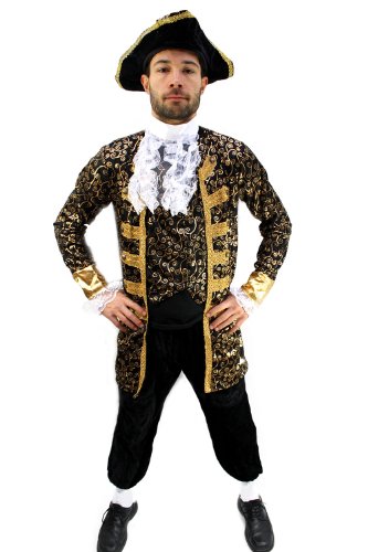 Party/Fancy Dress/Halloween Men Costume Baroque Pirate Aristocrat Lord Privateer Buccaneer Nobleman Size M/48 (EU)/38 (UK)/38 (US) (peluca)