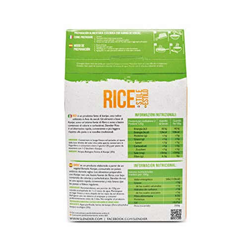 Pasta Konjac Arroz sin gluten - pasta hipocalórica - Slendier - 400g BIO (cja 6 uds) Total: 2400g