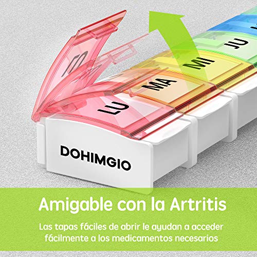 Pastillero Semanal Español 7 Dias - Organizador de Medicamentos 1 toma diaria con 7 Compartimentos
