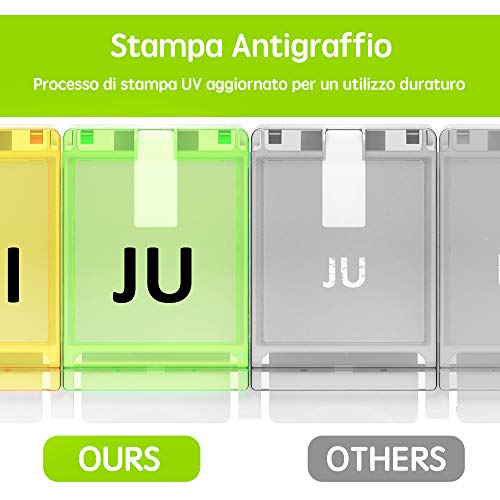 Pastillero Semanal Español 7 Dias - Organizador de Medicamentos 1 toma diaria con 7 Compartimentos