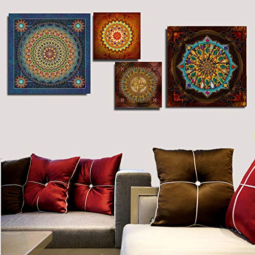 Patrón clásico de la mandala Arte abstracto Cartel e impresión Impresión Lienzo Pintura Decoración de la sala de estar 70x70cm