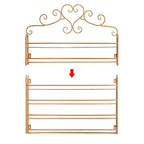 P&B - Estante de pared para esmalte de uñas, 6 niveles, soporte de metal con forma de corazón para guardar 120 botellas (dorado)
