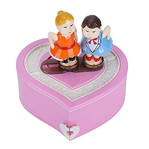 Pbzydu Regalo Ideal de plástico Kissing Lovers Precioso joyero Musical portátil, Bonita Caja de música, para Navidad Regalo de cumpleaños Decoración del hogar Decoración de(YL2034 Pink)