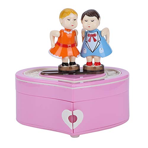 Pbzydu Regalo Ideal de plástico Kissing Lovers Precioso joyero Musical portátil, Bonita Caja de música, para Navidad Regalo de cumpleaños Decoración del hogar Decoración de(YL2034 Pink)